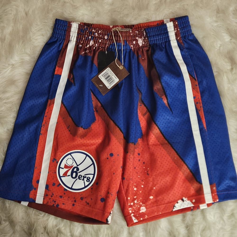 SIXERS MITCHELL AND NESS 'SWINGMAN' BASKETBALL SHORTS